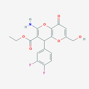 molecular formula C18H15F2NO6 B460844 ethyl 2-amino-4-(3,4-difluorophenyl)-6-(hydroxymethyl)-8-oxo-4H-pyrano[3,2-b]pyran-3-carboxylate CAS No. 664999-75-1