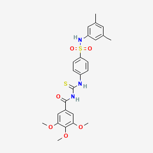 molecular formula C25H27N3O6S2 B4608454 N-{[(4-{[(3,5-dimethylphenyl)amino]sulfonyl}phenyl)amino]carbonothioyl}-3,4,5-trimethoxybenzamide 