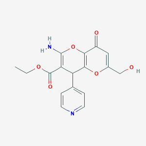 molecular formula C17H16N2O6 B460848 ethyl 2-amino-6-(hydroxymethyl)-8-oxo-4-pyridin-4-yl-4H-pyrano[3,2-b]pyran-3-carboxylate CAS No. 674804-95-6