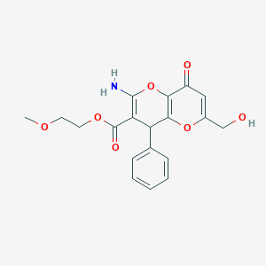 molecular formula C19H19NO7 B460849 2-Methoxyethyl 2-amino-6-(hydroxymethyl)-8-oxo-4-phenyl-4,8-dihydropyrano[3,2-b]pyran-3-carboxylate 