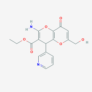 molecular formula C17H16N2O6 B460853 Ethyl 2-amino-6-(hydroxymethyl)-8-oxo-4-(pyridin-3-yl)-4,8-dihydropyrano[3,2-b]pyran-3-carboxylate CAS No. 674804-96-7
