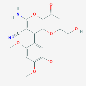 molecular formula C19H18N2O7 B460858 2-amino-6-(hydroxymethyl)-8-oxo-4-(2,4,5-trimethoxyphenyl)-4H-pyrano[3,2-b]pyran-3-carbonitrile CAS No. 876709-77-2