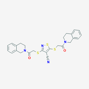 molecular formula C26H24N4O2S3 B460859 3,5-bis{[2-(3,4-dihydro-2(1H)-isoquinolinyl)-2-oxoethyl]sulfanyl}-4-isothiazolecarbonitrile 