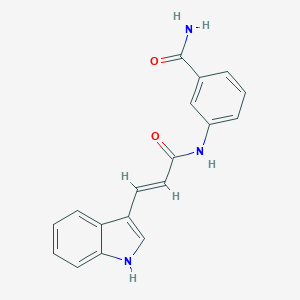 molecular formula C18H15N3O2 B046086 3-[[(E)-3-(1H-吲哚-3-基)丙-2-烯酰]氨基]苯甲酰胺 CAS No. 1418131-46-0