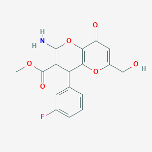 molecular formula C17H14FNO6 B460864 methyl 2-amino-4-(3-fluorophenyl)-6-(hydroxymethyl)-8-oxo-4H-pyrano[3,2-b]pyran-3-carboxylate CAS No. 674805-64-2