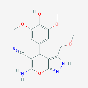 6-Amino-4-(4-hydroxy-3,5-dimethoxyphenyl)-3-(methoxymethyl)-2,4-dihydropyrano[2,3-c]pyrazole-5-carbonitrile