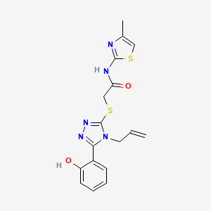 molecular formula C17H17N5O2S2 B4608683 2-{[4-allyl-5-(2-hydroxyphenyl)-4H-1,2,4-triazol-3-yl]thio}-N-(4-methyl-1,3-thiazol-2-yl)acetamide 