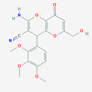 molecular formula C19H18N2O7 B460872 2-Amino-6-(hydroxymethyl)-8-oxo-4-(2,3,4-trimethoxyphenyl)-4,8-dihydropyrano[3,2-b]pyran-3-carbonitrile CAS No. 674805-36-8