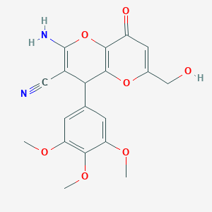 molecular formula C19H18N2O7 B460873 2-氨基-6-(羟甲基)-8-氧代-4-(3,4,5-三甲氧基苯基)-4,8-二氢吡喃[3,2-b]吡喃-3-腈 CAS No. 625376-08-1