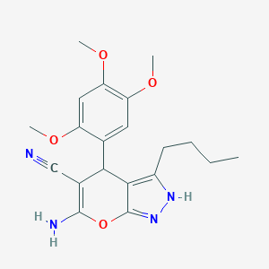 molecular formula C20H24N4O4 B460875 6-Amino-3-butyl-4-(2,4,5-trimethoxyphenyl)-2,4-dihydropyrano[2,3-c]pyrazole-5-carbonitrile 