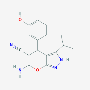 6-Amino-4-(3-hydroxyphenyl)-3-isopropyl-2,4-dihydropyrano[2,3-c]pyrazole-5-carbonitrile