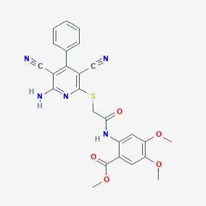 Methyl 2-({[(6-amino-3,5-dicyano-4-phenyl-2-pyridinyl)sulfanyl]acetyl}amino)-4,5-dimethoxybenzoate