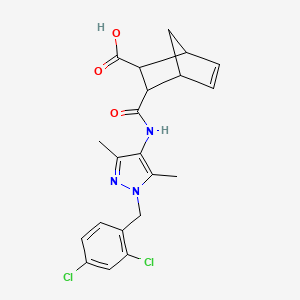 molecular formula C21H21Cl2N3O3 B4608796 3-({[1-(2,4-dichlorobenzyl)-3,5-dimethyl-1H-pyrazol-4-yl]amino}carbonyl)bicyclo[2.2.1]hept-5-ene-2-carboxylic acid 