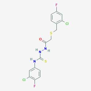 2-{[(2-chloro-4-fluorobenzyl)thio]acetyl}-N-(3-chloro-4-fluorophenyl)hydrazinecarbothioamide