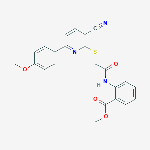 Methyl 2-[({[3-cyano-6-(4-methoxyphenyl)-2-pyridinyl]sulfanyl}acetyl)amino]benzoate