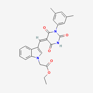 ethyl 2-[3-[(E)-[1-(3,5-dimethylphenyl)-2,4,6-trioxo-1,3-diazinan-5-ylidene]methyl]indol-1-yl]acetate