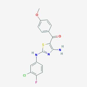 molecular formula C17H13ClFN3O2S B460886 [4-Amino-2-(3-chloro-4-fluoroanilino)-1,3-thiazol-5-yl](4-methoxyphenyl)methanone 
