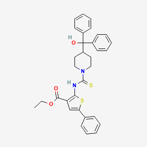 ethyl 2-[({4-[hydroxy(diphenyl)methyl]-1-piperidinyl}carbonothioyl)amino]-5-phenyl-3-thiophenecarboxylate