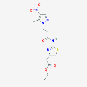 ETHYL 2-(2-{[3-(5-METHYL-4-NITRO-1H-PYRAZOL-1-YL)PROPANOYL]AMINO}-1,3-THIAZOL-4-YL)ACETATE