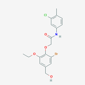 2-[2-bromo-6-ethoxy-4-(hydroxymethyl)phenoxy]-N-(3-chloro-4-methylphenyl)acetamide