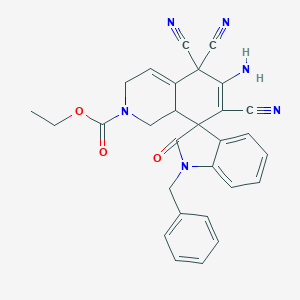 molecular formula C29H24N6O3 B460900 ethyl 6-amino-1'-benzyl-5,5,7-tricyano-2'-oxospiro[3,8a-dihydro-1H-isoquinoline-8,3'-indole]-2-carboxylate 
