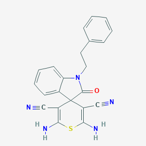 molecular formula C22H17N5OS B460902 2,6-diamino-3,5-dicyano-1'-(2-phenylethyl)-1',3'-dihydrospiro[4H-thiopyran-4,3'-(2'H)-indole]-2'-one 
