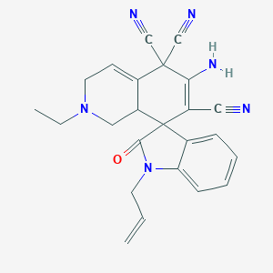 molecular formula C24H22N6O B460903 6-amino-2-ethyl-2'-oxo-1'-prop-2-enylspiro[3,8a-dihydro-1H-isoquinoline-8,3'-indole]-5,5,7-tricarbonitrile 