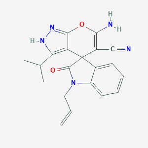 molecular formula C20H19N5O2 B460907 6-amino-2'-oxo-3-propan-2-yl-1'-prop-2-enylspiro[2H-pyrano[2,3-c]pyrazole-4,3'-indole]-5-carbonitrile CAS No. 674807-60-4