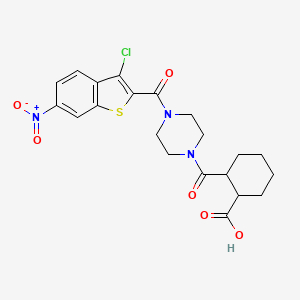 molecular formula C21H22ClN3O6S B4609082 2-({4-[(3-chloro-6-nitro-1-benzothien-2-yl)carbonyl]-1-piperazinyl}carbonyl)cyclohexanecarboxylic acid 