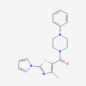 molecular formula C19H20N4OS B4609112 1-{[4-methyl-2-(1H-pyrrol-1-yl)-1,3-thiazol-5-yl]carbonyl}-4-phenylpiperazine 