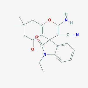 molecular formula C21H21N3O3 B460912 2-amino-7,7-dimethyl-5-oxo-5,6,7,8-tetrahydro-4H-chromene-3-carbonitrile-4-spiro-3'-(1'-ethyl-1',3'-dihydro-2'H-indol-2'-one) 