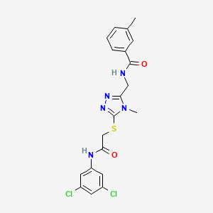 molecular formula C20H19Cl2N5O2S B4609124 N-{[5-({2-[(3,5-dichlorophenyl)amino]-2-oxoethyl}thio)-4-methyl-4H-1,2,4-triazol-3-yl]methyl}-3-methylbenzamide 