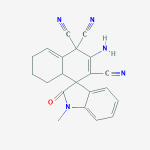molecular formula C21H17N5O B460914 2-amino-1'-methyl-1',3',4a,5,6,7-hexahydro-2'-oxospiro[naphthalene-4,3'-(2'H)-indole]-1,1,3(4H)-tricarbonitrile 