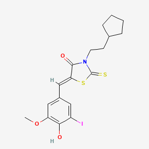 3-(2-cyclopentylethyl)-5-(4-hydroxy-3-iodo-5-methoxybenzylidene)-2-thioxo-1,3-thiazolidin-4-one