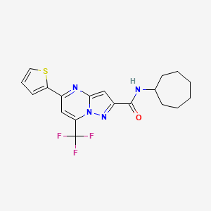 molecular formula C19H19F3N4OS B4609143 N-cycloheptyl-5-(2-thienyl)-7-(trifluoromethyl)pyrazolo[1,5-a]pyrimidine-2-carboxamide 