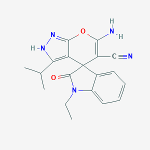 molecular formula C19H19N5O2 B460919 6-amino-1'-ethyl-2'-oxo-3-propan-2-ylspiro[2H-pyrano[2,3-c]pyrazole-4,3'-indole]-5-carbonitrile CAS No. 674801-48-0