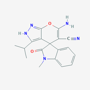 molecular formula C18H17N5O2 B460920 6-amino-1'-methyl-2'-oxo-3-propan-2-ylspiro[2H-pyrano[2,3-c]pyrazole-4,3'-indole]-5-carbonitrile CAS No. 674807-46-6