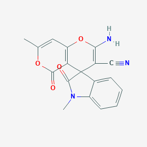 molecular formula C18H13N3O4 B460922 3'-Amino-1,6'-dimethyl-2,8'-dioxospiro[indole-3,1'-pyrano[4,3-b]pyran]-2'-carbonitrile 