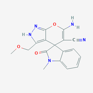 molecular formula C17H15N5O3 B460925 6-amino-3-(methoxymethyl)-1'-methyl-2'-oxospiro[2H-pyrano[2,3-c]pyrazole-4,3'-indole]-5-carbonitrile CAS No. 674807-47-7
