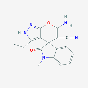 molecular formula C17H15N5O2 B460926 6-amino-3-ethyl-1'-methyl-2'-oxospiro[2H-pyrano[2,3-c]pyrazole-4,3'-indole]-5-carbonitrile CAS No. 674807-45-5