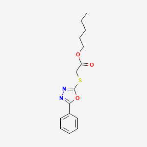 molecular formula C15H18N2O3S B4609273 pentyl 2-[(5-phenyl-1,3,4-oxadiazol-2-yl)sulfanyl]acetate CAS No. 5471-21-6