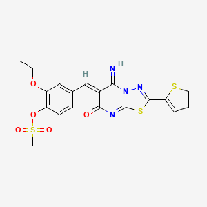 2-ethoxy-4-{[5-imino-7-oxo-2-(2-thienyl)-5H-[1,3,4]thiadiazolo[3,2-a]pyrimidin-6(7H)-ylidene]methyl}phenyl methanesulfonate