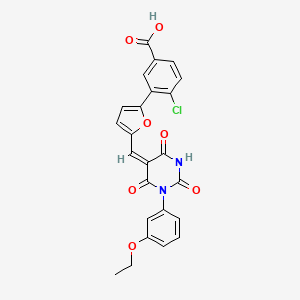 molecular formula C24H17ClN2O7 B4609290 4-chloro-3-(5-{[1-(3-ethoxyphenyl)-2,4,6-trioxotetrahydro-5(2H)-pyrimidinylidene]methyl}-2-furyl)benzoic acid 