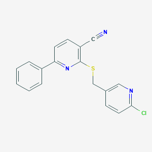 molecular formula C18H12ClN3S B460930 2-{[(6-Chloro-3-pyridinyl)methyl]sulfanyl}-6-phenylnicotinonitrile 