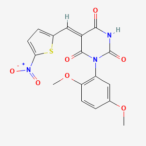 molecular formula C17H13N3O7S B4609372 (E,Z)-1-(2,5-dimethoxyphenyl)-5-[(5-nitro-2-thienyl)methylene]-2,4,6(1H,3H,5H)-pyrimidinetrione 