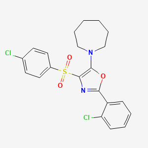 molecular formula C21H20Cl2N2O3S B4609375 1-{2-(2-chlorophenyl)-4-[(4-chlorophenyl)sulfonyl]-1,3-oxazol-5-yl}azepane 