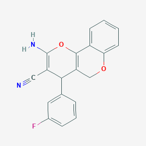 molecular formula C19H13FN2O2 B460938 2-amino-4-(3-fluorophenyl)-4H,5H-pyrano[3,2-c]chromene-3-carbonitrile 