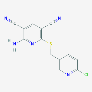 molecular formula C13H8ClN5S B460939 2-Amino-6-{[(6-chloro-3-pyridinyl)methyl]sulfanyl}-3,5-pyridinedicarbonitrile 