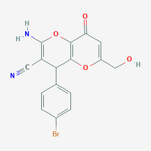 molecular formula C16H11BrN2O4 B460940 2-氨基-4-(4-溴苯基)-6-(羟甲基)-8-氧代-4,8-二氢吡喃[3,2-b]吡喃-3-腈 CAS No. 881447-67-2
