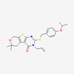 12,12-dimethyl-5-[(4-propan-2-yloxyphenyl)methylsulfanyl]-4-prop-2-enyl-11-oxa-8-thia-4,6-diazatricyclo[7.4.0.02,7]trideca-1(9),2(7),5-trien-3-one